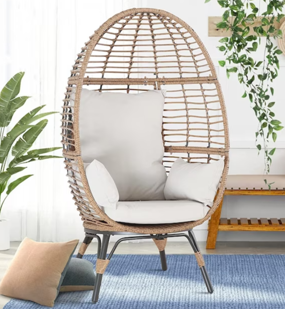 Wicker Rattan Egg Chair Outdoor Indoor Light Modern Wicker Egg Cuddle